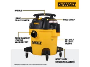Dewalt DXV20PF aspirateur eau et poussières 20l + kit voiture