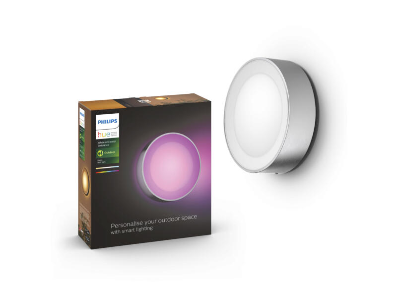 Philips Hue Daylo White and Color Ambiance LED wandlamp 15W dimbaar inox