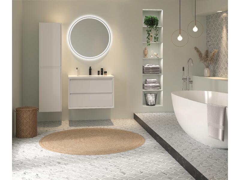 Allibert Delta meuble lavabo 80cm 2 tiroirs blanc mat