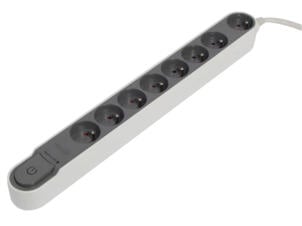 Chacon Design stekkerdoos antibliksem 8x met schakelaar en kabel 3m grijs