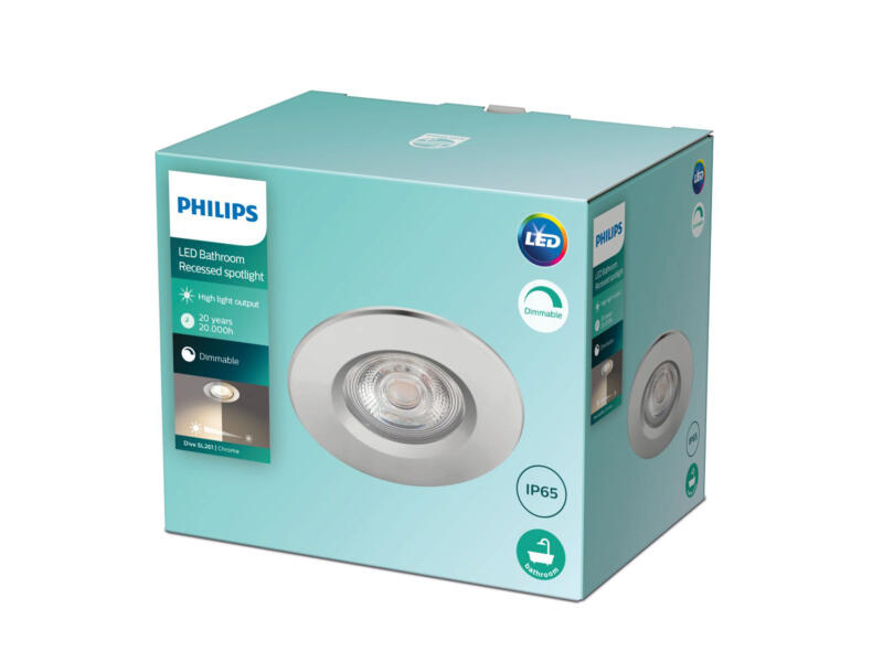 Philips Dive LED inbouwspot 5W dimbaar chroom
