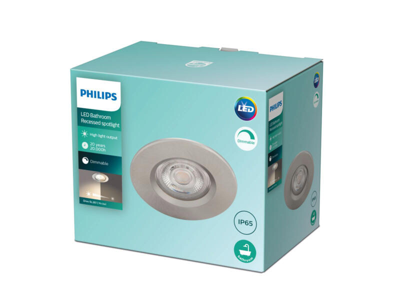 Philips Dive LED inbouwspot 5W dimbaar nikkel grijs