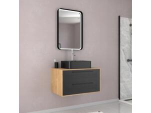 Aurlane Dotz badkamermeubel 80cm eik/zwart