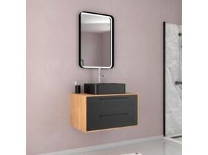 Aurlane Dotz meuble salle de bains 80cm chêne/noir