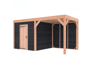 Outdoor Life Products Douglas abri de jardin en bois 255x255x245 cm + extension 240cm noir