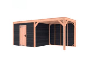 Outdoor Life Products Douglas abri de jardin en bois 305x255x245 cm + extension 290cm noir