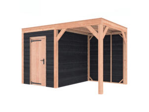 Outdoor Life Products Douglas houten tuinhuis 205x255x245 cm + extensie 190cm zwart