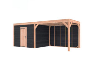 Outdoor Life Products Douglas houten tuinhuis 305x255x245 cm + extensie 340cm zwart