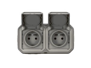 Legrand Dubbel horizontaal stopcontact met penaarde