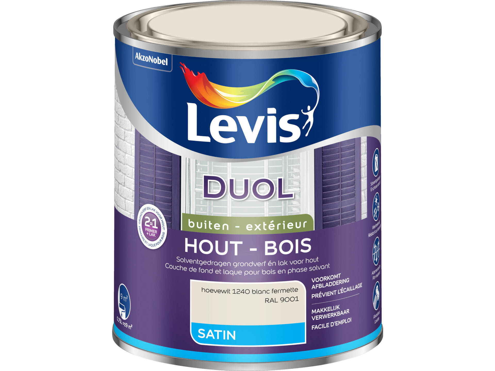 Levis Duol laque bois satin 0,75l blanc fermette