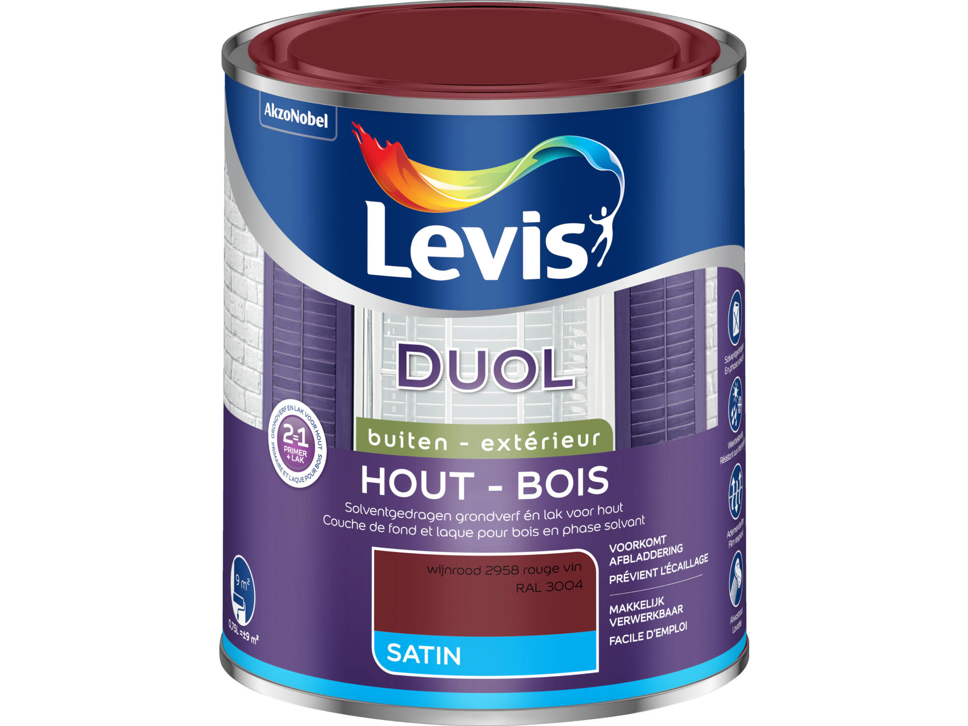 Levis Duol laque bois satin 0,75l rouge vin