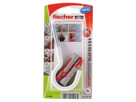 Fischer Duopower chevilles 10x50 mm avec vis à crochet rond 2 pièces 1