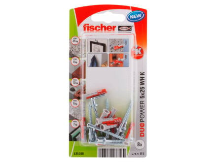 Fischer Duopower pluggen 5x25 mm met rechte haak 8 stuks 1