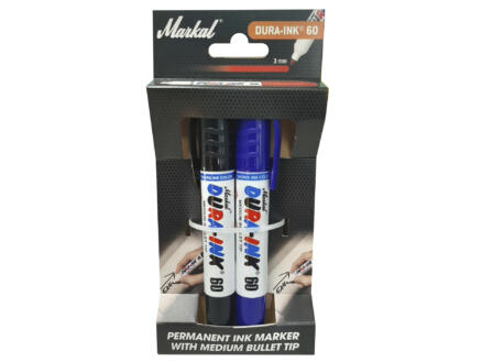 Markal Dura-Ink 60 marqueur permanent 3mm noir/bleu 2 pièces 1
