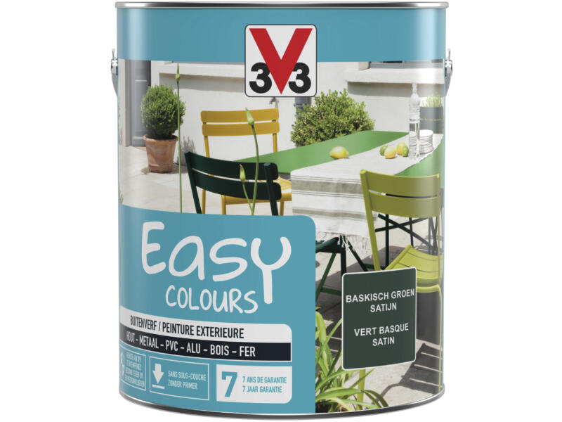 Basque Colours V33 Easy Colours peinture extérieur satin 2,5l vert basque | Hubo
