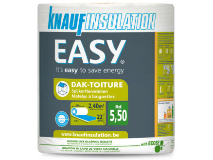 Knauf Insulation Easy isolation toiture laine de verre 400x60x22 cm R5,5 2,4m² 1