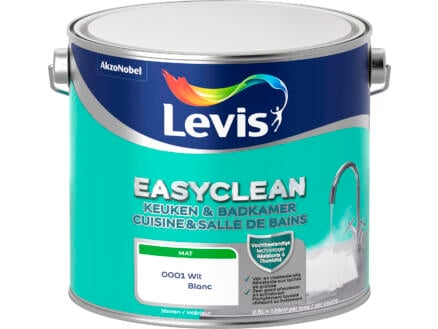 Levis EasyClean keuken- en badkamerverf mat 2,5l wit 1