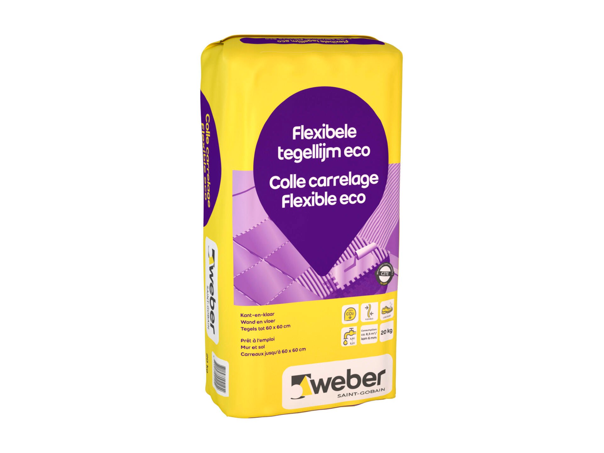 Weber Beamix Eco colle carrelage flexible 20kg gris