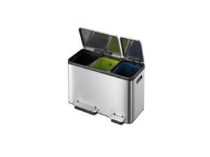Eko EcoCasa poubelle à pédale 3x15 l argent mat