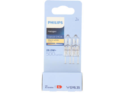 Philips EcoHalo ampoule halogène capsule GY6.35 26W dimmable 2 pièces 1