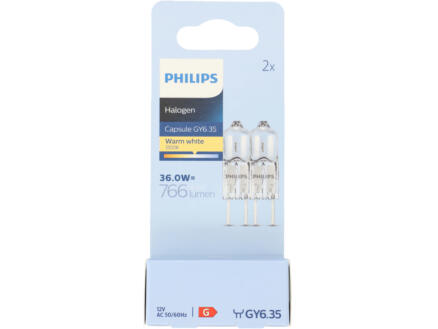 Philips EcoHalo ampoule halogène capsule GY6.35 36W dimmable 2 pièces 1