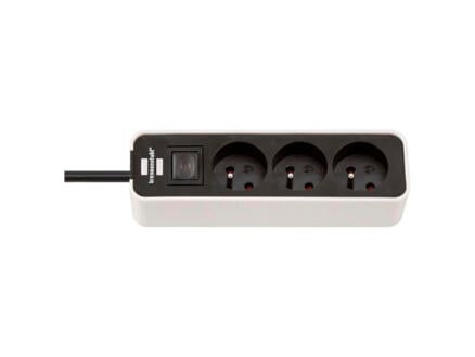 Brennenstuhl Ecolor stekkerdoos 3x met schakelaar en kabel 1,5m H05VV-F 3G1,5 wit/zwart 1