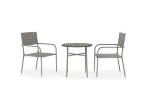 Ensemble de jardin 2 chaises 51x60x87 cm résine tressée gris 3 pièces