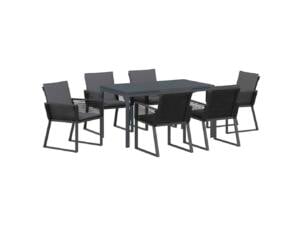 Ensemble table à manger jardin résine tressée anthracite set de 7