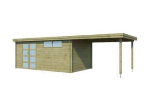 Gardenas Ervik IV houten tuinhuis 505x295x219 cm blokhut geïmpregneerd anticondensbescherming + extensie 300cm