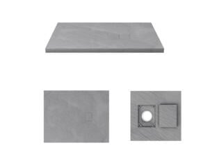 Aurlane Essent Stone receveur de douche rectangle 80x100 cm aspect ardoise gris