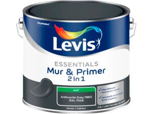 Levis Essentials 2-en-1 peinture mur & primer 2,5l anthracite grey
