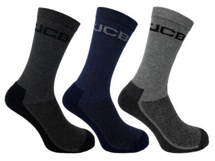 JCB Everyday chaussettes de travail 39-43 noir/bleu/gris 3 paires 1