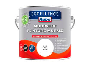 Hubo Excellence muurverf mat 2,5l wit