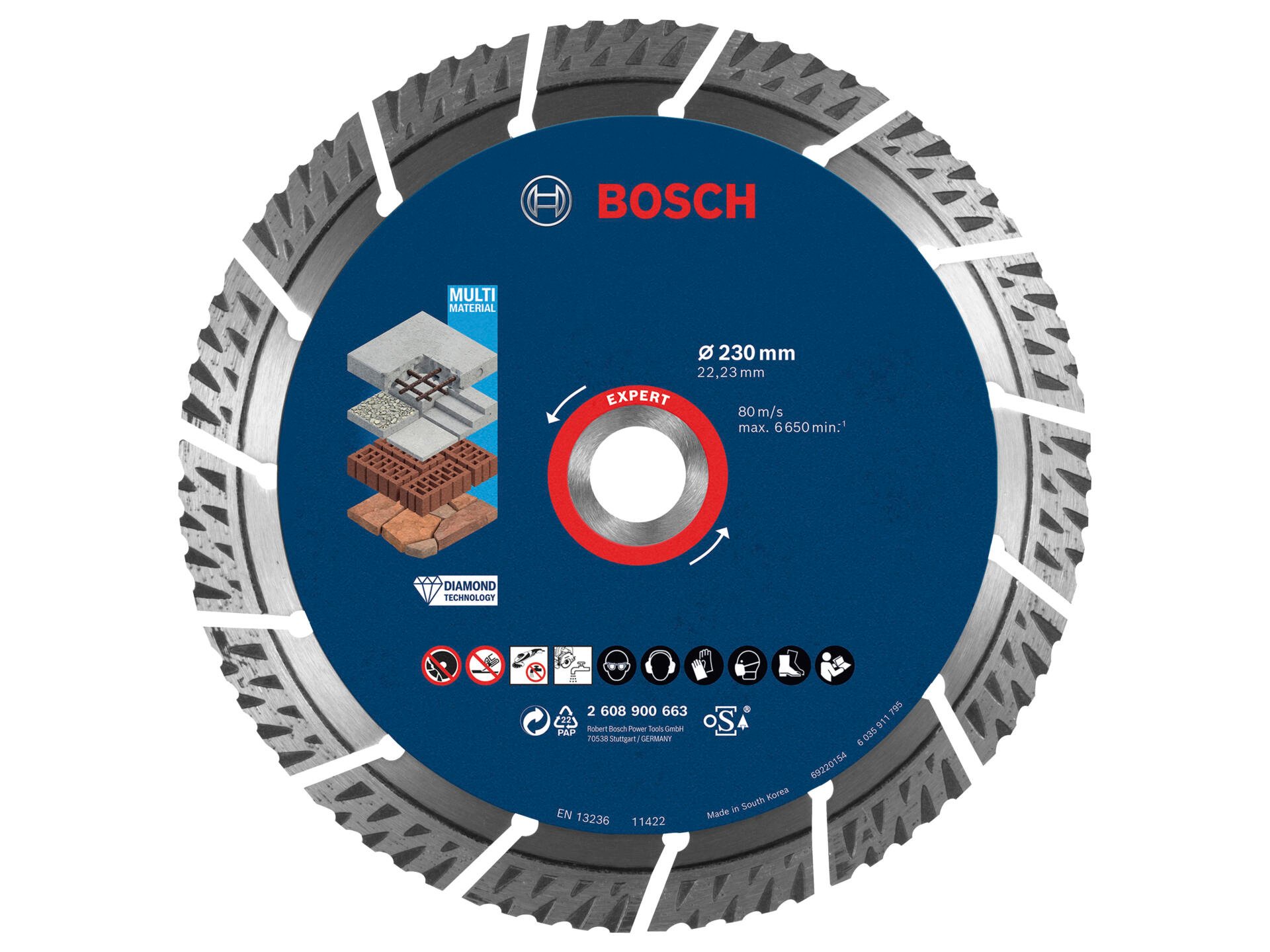 Bosch Professional Expert MultiMaterial disque diamanté construction 230x2,4x22,3 mm