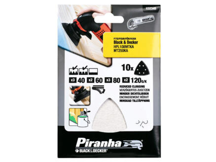 Piranha Feuilles abrasives G40/60/80/120 10 pièces X32348-XJ 1