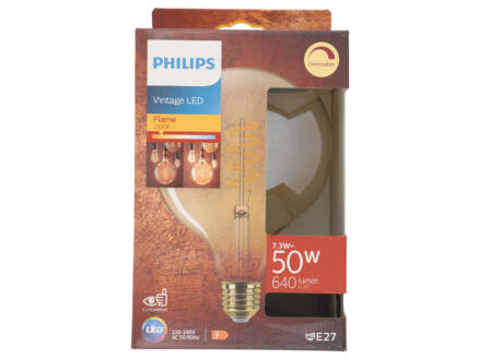 Philips Géant Vintage ampoule LED globe filament verre ambré E27 7,2W dimmable 1