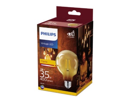 Philips Géant Vintage ampoule LED globe verre foncé E27 4W 1
