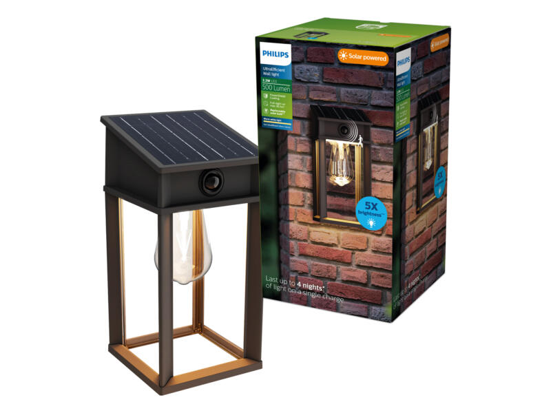 LED Wandlamp Solar met Bewegingssensor - Carmo - 3000K - 2W - IP54 LED Wandlamp Solar met Bewegingssensor - Carmo - 3000K - 2W - IP54