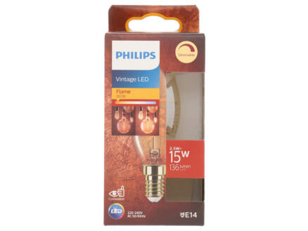 Philips Giant Vintage ampoule LED flamme E14 3,5W dimmable gold 1