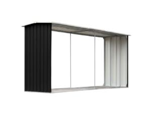 Haardhoutschuur 330x92x153 cm gegalvaniseerd staal antraciet