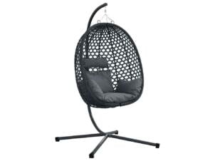 Hangstoel eivormig antraciet/zwart 104x100x191 cm
