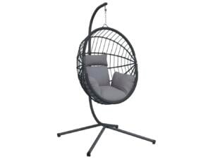 Hangstoel met standaard rattan/staal grijs