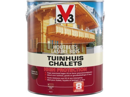 V33 High Protection houtbeits tuinhuis zijdeglans 2,5l donkere eik 1