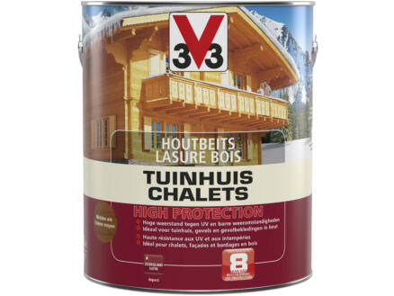 V33 High Protection houtbeits tuinhuis zijdeglans 2,5l midden eik 1