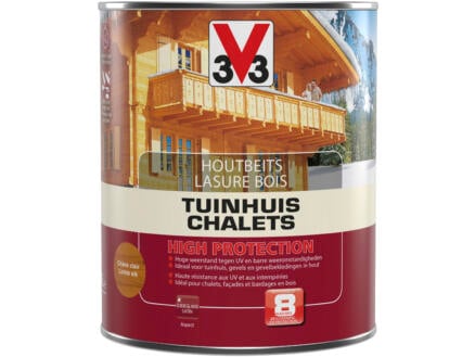 V33 High Protection lasure bois chalet satin 0,75l chêne clair 1