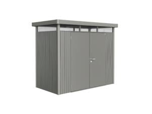 Biohort HighLine H1 tuinhuis 275x155x222 cm met dubbele deur kwartsgrijs metallic