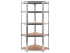 Hoekrek 5-laags staal/bewerkt hout zilver