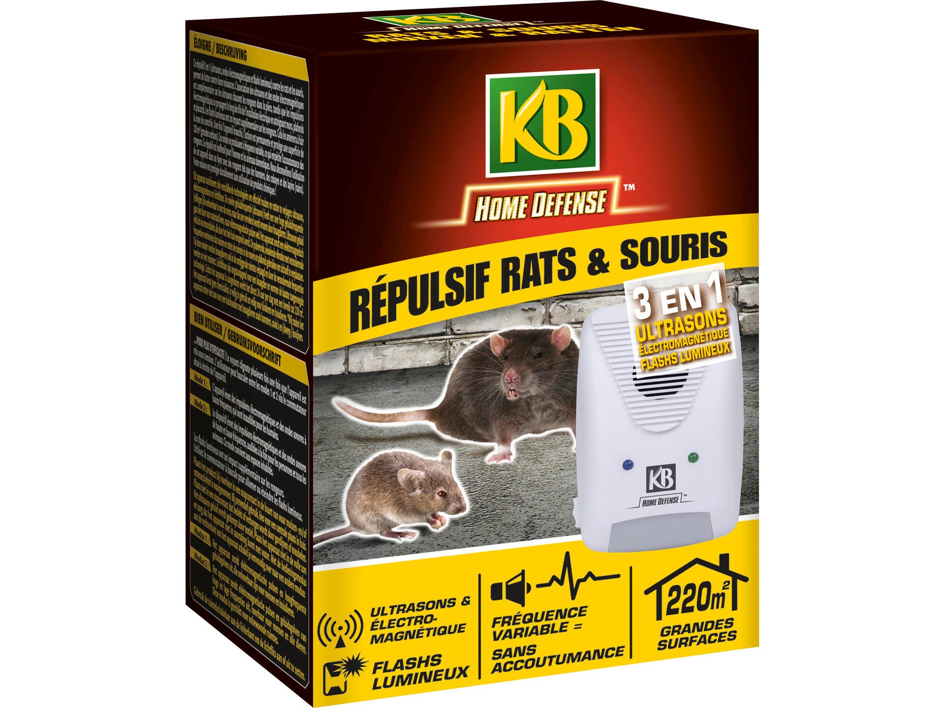 KB Home Defense répulsif rats et souris 3-en-1