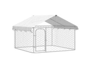 Hondenkennel met dak 200x200x150 cm zilver