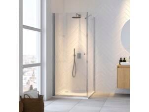 Sealskin Hooked porte de douche pivotante avec paroi latérale 100x100 cm verre transparent